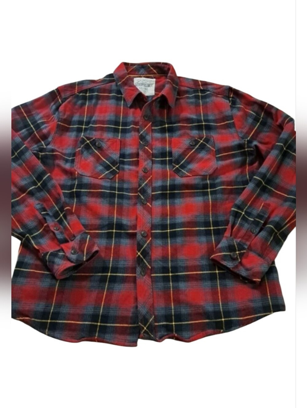 Aeropostale Red Black Plaid Button-Up Flannel Shirt Men's Size XL Long Sleeve